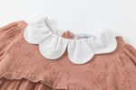 Vestido manga larga con cuello en tejido blanco. - Imagen 3