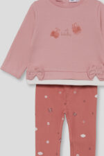Sudadera suave con bordado de mariposas y lazo decorativo en el bajo. Leggings estampados a juego. - Imagen 2