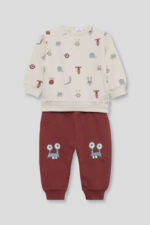 Conjunto de algodón crudo estampado con pantalón teja. - Imagen 2