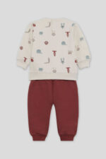 Conjunto de algodón crudo estampado con pantalón teja. - Imagen 3