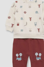 Conjunto de algodón crudo estampado con pantalón teja. - Imagen 4