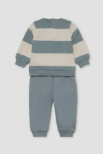 Sudadera a rayas anchas con bordado de dinosaurio y pantalón tipo jogger. - Imagen 2