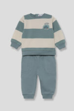 Sudadera a rayas anchas con bordado de dinosaurio y pantalón tipo jogger. - Imagen 3