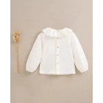 Blusa de bebé muselina blanca con volante en el cuello - Imagen 4