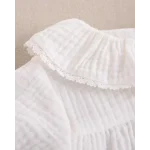 Blusa de bebé muselina blanca con volante en el cuello - Imagen 2