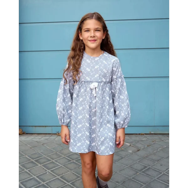 Vestido de cuadro vichy con estampado floral